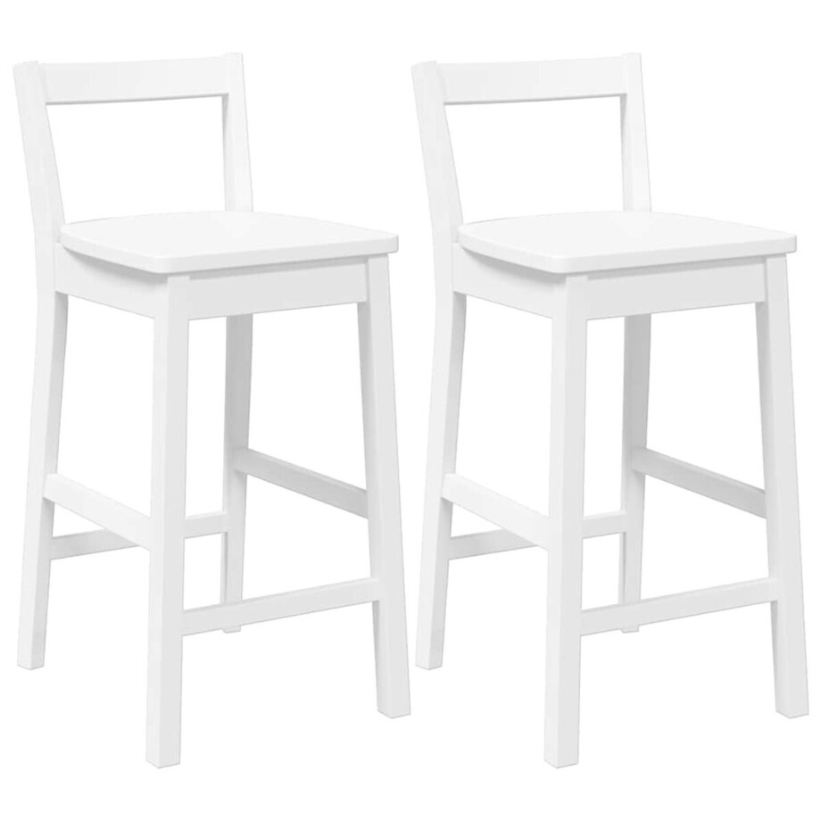 vidaXL - Barkrukken - 2 - stuks - Wit - Massief - Hout - Rubber afbeelding 1