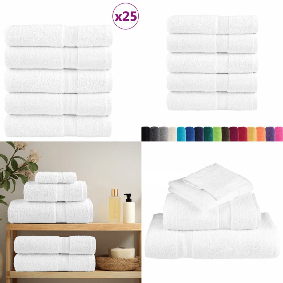 vidaXL Badhanddoeken SOLUND 25 st 600 g/m² 100x150 cm wit - Handdoek - Handdoeken - Badhanddoek - Badlaken vidaXL Badhanddoeken SOLUND 25 st 600 g/m² 100x150 cm wit - Handdoek - Handdoeken - Badhanddoek - Badlaken afbeelding 1
