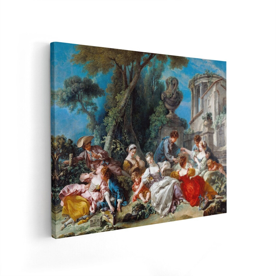 Artaza Canvas Schilderij Oude Meesters - 100x80 cm - Wanddecoratie Rococo Tuinscene - Muurdecoratie Klassiek - Decoratie Woonkamer afbeelding 1