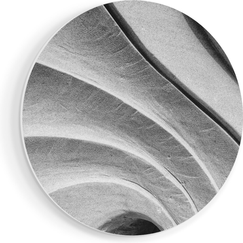 Artaza Forex Muurcirkel Abstracte Kunst Gestreepte Stenen in het Grijs - 50x50 cm - Klein - Wandcirkel - Rond Schilderij - Muurdecoratie Cirkel afbeelding 1