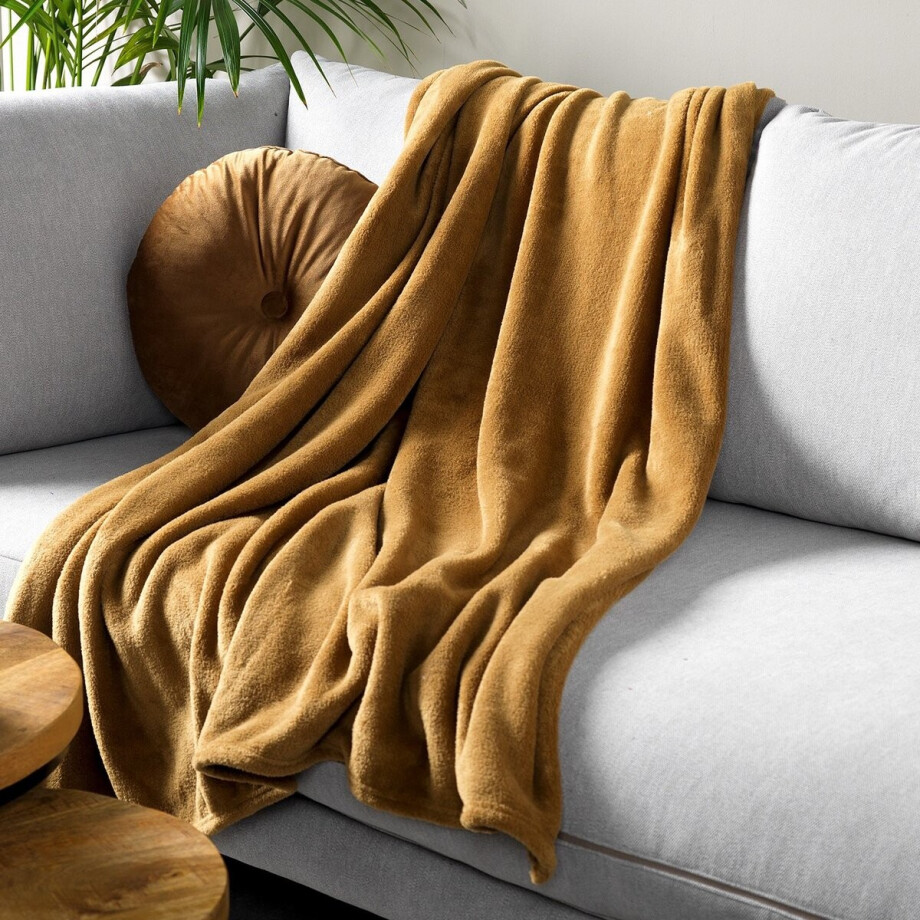 Dutch Decor - SIDNEY - plaid 140x180 cm - fleece deken - 100% gerecycled - Tobacco Brown - bruin afbeelding 1