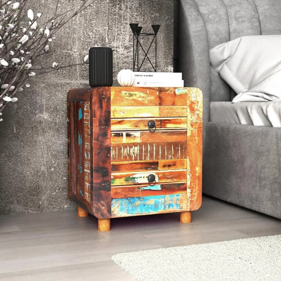 vidaXL Nachtkastje 43x33x51 cm massief gerecycled hout - Hoekkast - Hoekkasten - Hoek Kast - Hoek Kasten vidaXL Nachtkastje 43x33x51 cm massief gerecycled hout - Hoekkast - Hoekkasten - Hoek Kast - Hoek Kasten afbeelding 1