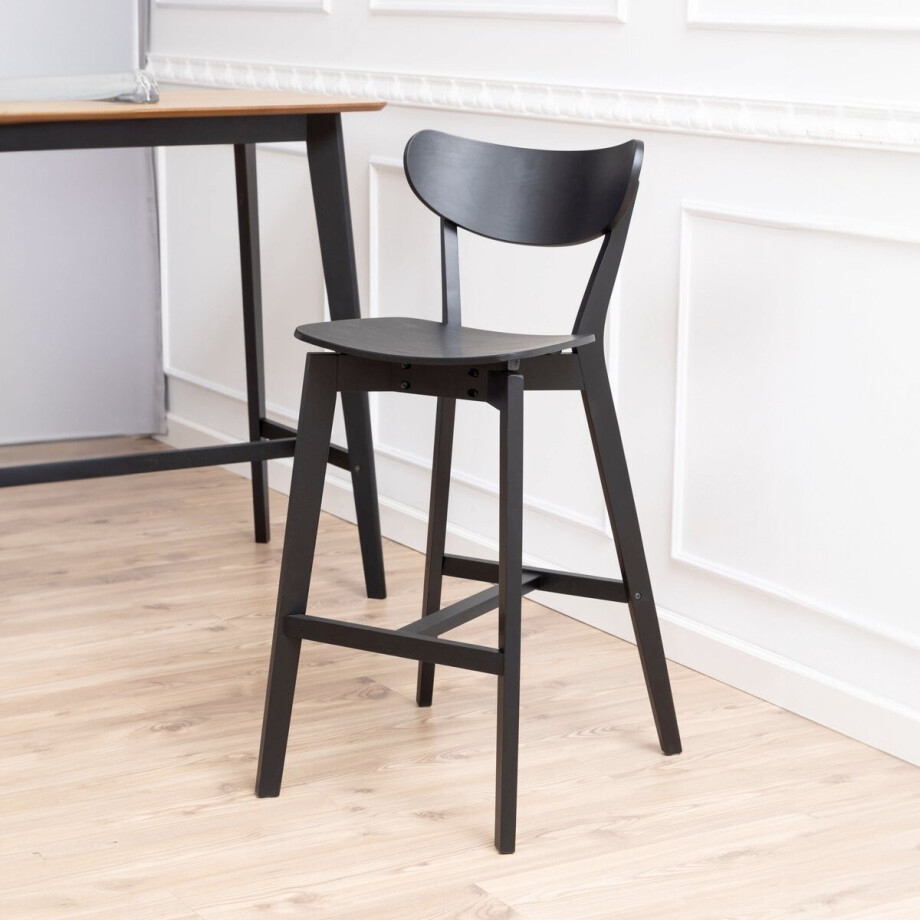 2x Sohome Barkruk Kennita (zithoogte 77cm) Eiken - Zwart afbeelding 1