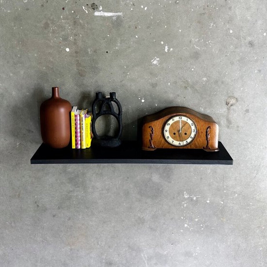 GoudmetHout - Zwevende wandplank - Blinde montage - eiken - 180 x 25 cm - zwart eiken - zwevende boekenplank - Incl. bevestiging GoudmetHout - Zwevende wandplank - Blinde montage - eiken - 180 x 25 cm - zwart eiken - zwevende boekenplank - Incl. bevestiging afbeelding 1