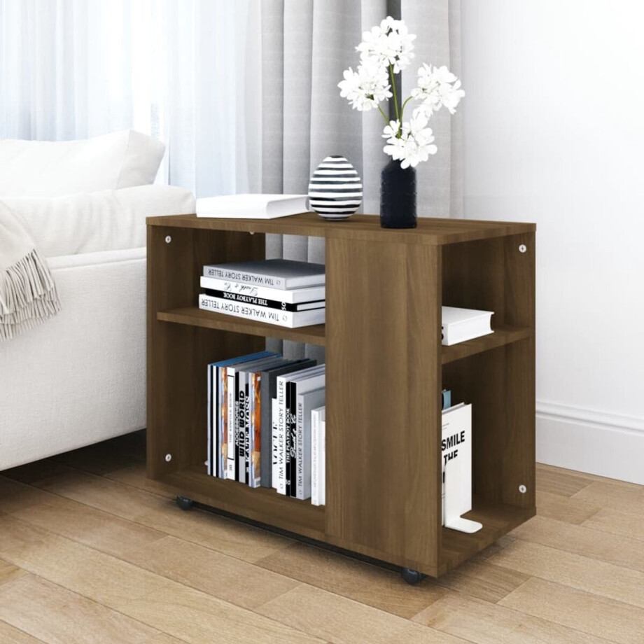 vidaXL Bijzettafel - Bruin Eiken - 70x35x55 cm Bijzettafel - Salontafel - Houten Meubels - Bruine Eik - Bewerkt Hout afbeelding 1