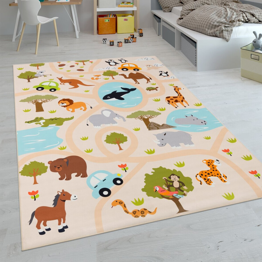 Paco Home Kindertapijt Laagpolige Vloerkleden Voor Kinderkamer Speelkleed Meerkleurig 120x160 cm afbeelding 1
