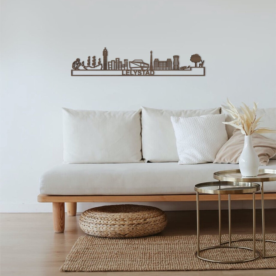 Skyline Lelystad Notenhout 90 Cm Wanddecoratie Voor Aan De Muur Met Tekst City Shapes Skyline Lelystad Notenhout 90 Cm Wanddecoratie Voor Aan De Muur Met Tekst City Shapes afbeelding 1