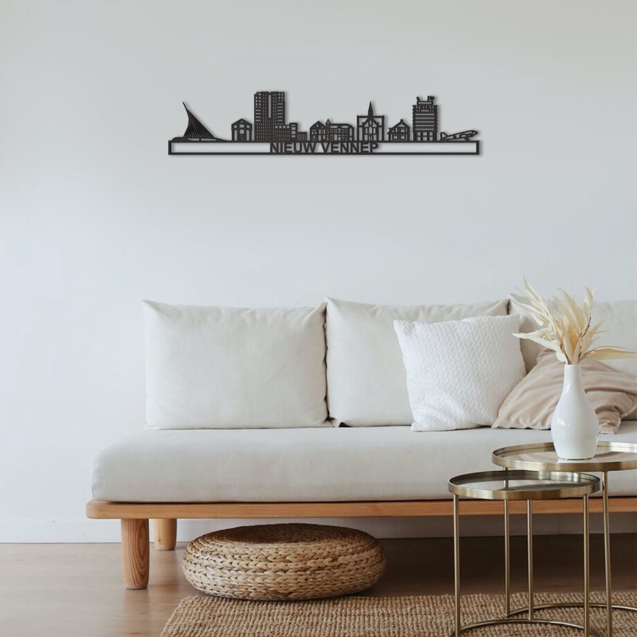 Skyline Nieuw-Vennep Zwart Mdf 90 Cm Wanddecoratie Voor Aan De Muur Met Tekst City Shapes Skyline Nieuw-Vennep Zwart Mdf 90 Cm Wanddecoratie Voor Aan De Muur Met Tekst City Shapes afbeelding 1
