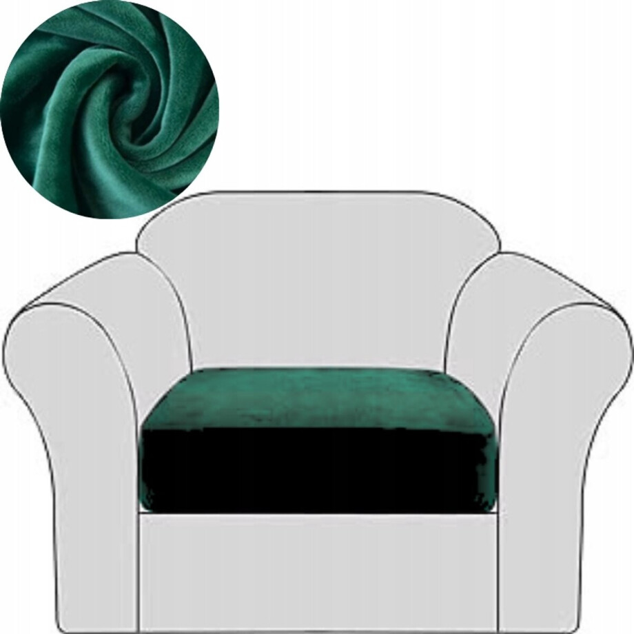 Elastische Velours Bankhoes Zit Rugleuning Groen - Comfort & Stijl afbeelding 