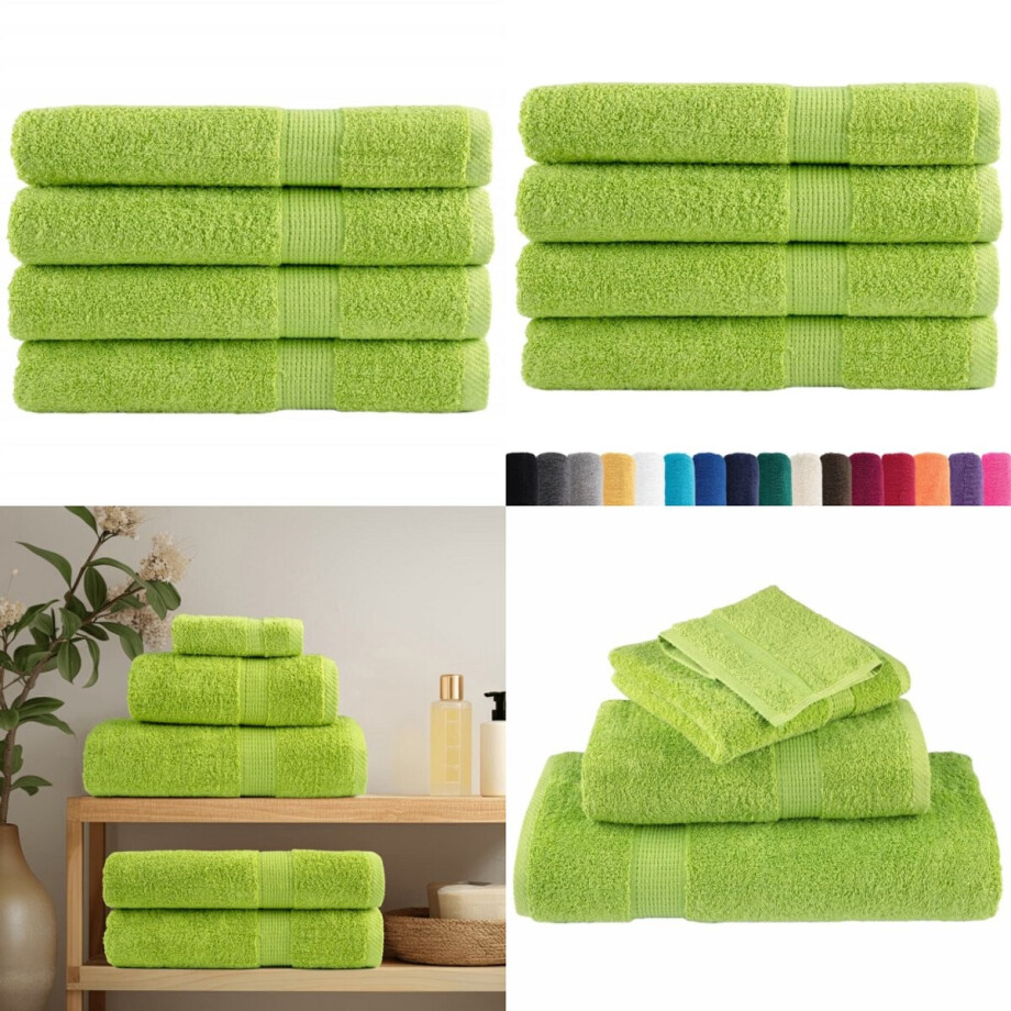vidaXL Handdoeken SOLUND 4 st 600 g/m² 100x200 cm appelgroen - Handdoek - Handdoeken - Badhanddoek - Badlaken afbeelding 1