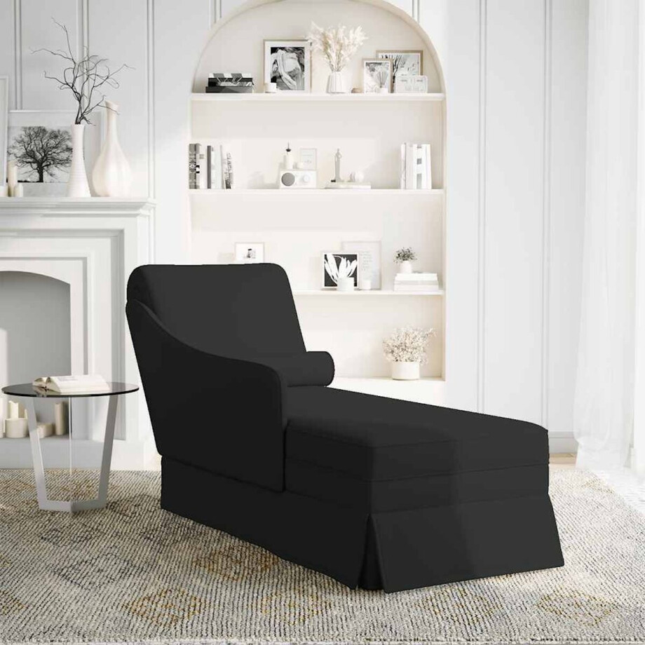 vidaXL Chaise longue - Fluweel - Zwart - Rechter armleuning Chaise Longue - Chaise Longues - Chaise Lounge Stoel - Chaise Lounge Fauteuil vidaXL Chaise longue - Fluweel - Zwart - Rechter armleuning Chaise Longue - Chaise Longues - Chaise Lounge Stoel - Chaise Lounge Fauteuil afbeelding 1