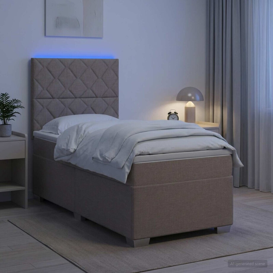 vidaXL - Boxspringbed - met - matras - met - hoofdeinde - Taupe - 80 - x - 200 - cm - Stof vidaXL - Boxspringbed - met - matras - met - hoofdeinde - Taupe - 80 - x - 200 - cm - Stof afbeelding 1