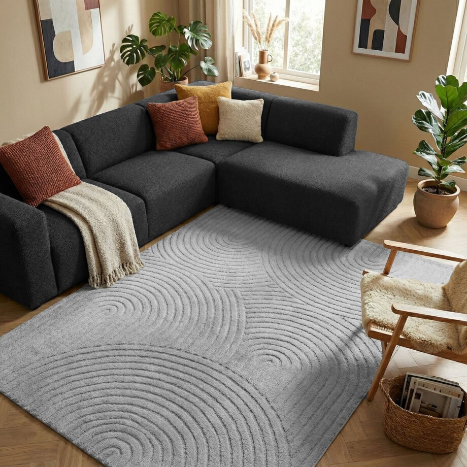 Flycarpets Skando Vloerkleed Japandi & Scandinavisch - Grijs - Laagpolig Tapijt Woonkamer - 200x290 cm afbeelding 1