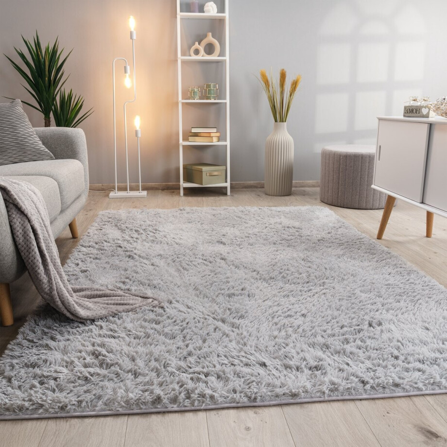 Paco Home Hoogpolig Vloerkleed Woonkamer Vacht Imitatiebont Shaggy Wollig Eenkleurig 160x220 cm Paco Home Hoogpolig Vloerkleed Woonkamer Vacht Imitatiebont Shaggy Wollig Eenkleurig 160x220 cm afbeelding 1