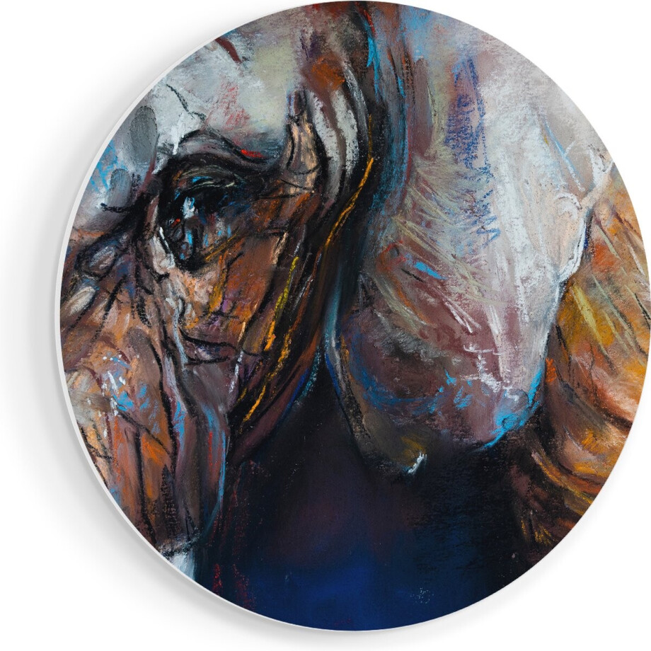 Artaza Forex Muurcirkel Getekende Olifant Van Dichtbij - Abstract - 80x80 cm - Groot - Wandcirkel - Rond Schilderij - Wanddecoratie Cirkel afbeelding 1