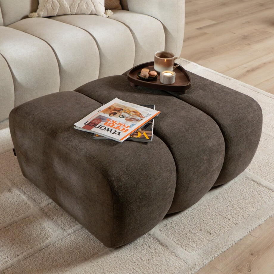 Bronx71® Hocker Luca chenille bruin Bronx71® Hocker Luca chenille bruin afbeelding 1