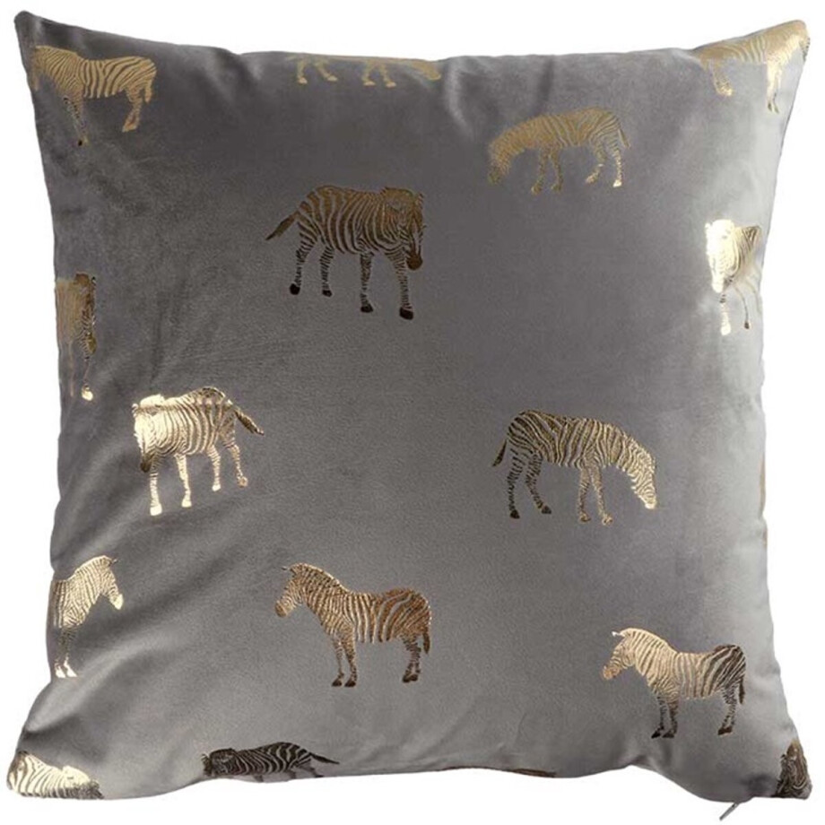 Unique Living | Kussenhoes Zebra 45x45cm dark grey afbeelding 1