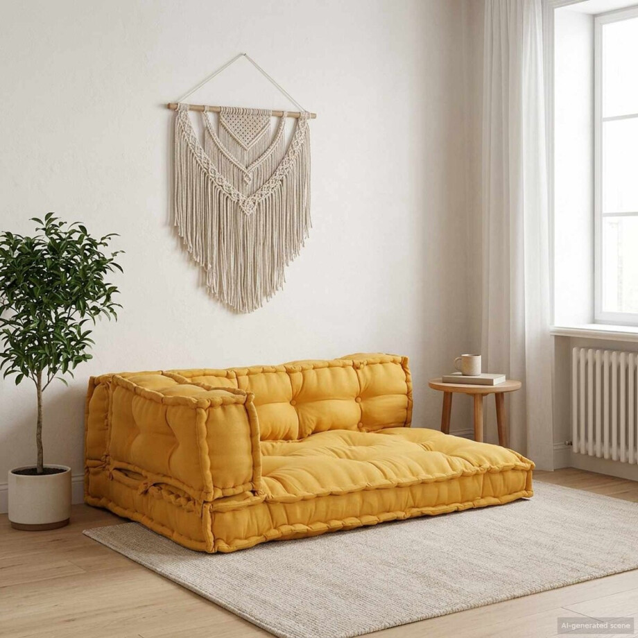 vidaXL - Pallet - Sofa - Kussen - 3 - st - Stof - Geel - 120 - x - 80 - x - 38 - cm vidaXL - Pallet - Sofa - Kussen - 3 - st - Stof - Geel - 120 - x - 80 - x - 38 - cm afbeelding 1