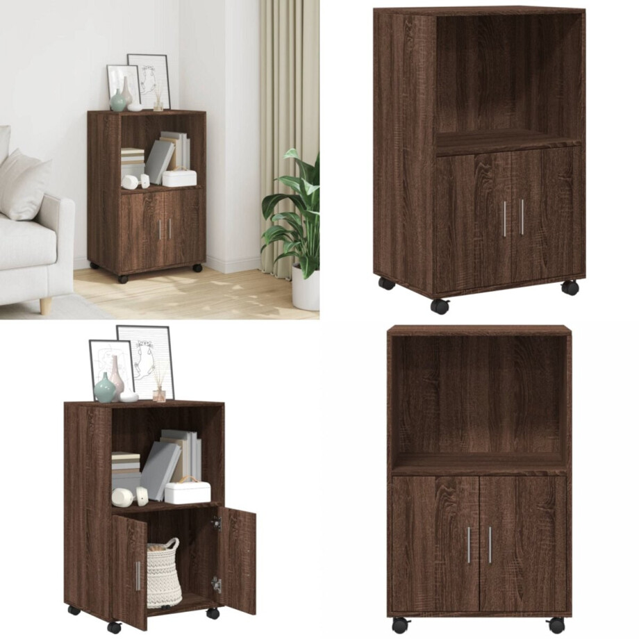 vidaXL Rolkast 55x40x91 cm bewerkt hout bruin eikenkleurig - Rolkast - Rolkasten - Rolkastje - Rol Kastje afbeelding 1