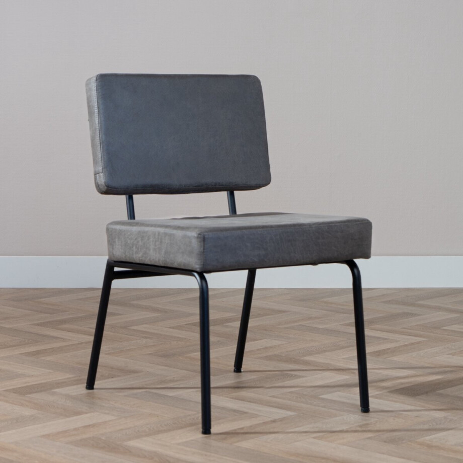 Bronx71® Industriële eetkamerstoel Espen antraciet eco-leer - stoel afbeelding 1