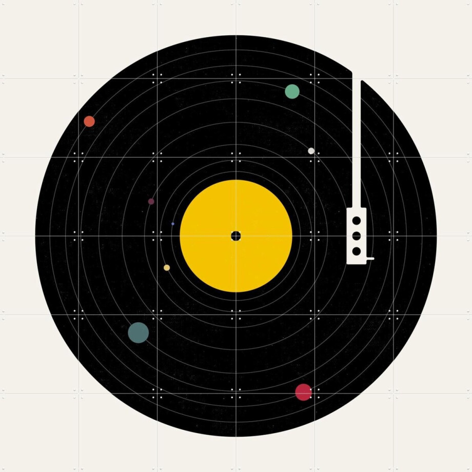 IXXI Music Everywhere, Florent Bodart - 120 x 120 cm - Gratis ophangtool - Grote wanddecoratie en posters - Kleurrijk, Grafisch Ontwerp, Illustraties afbeelding 1