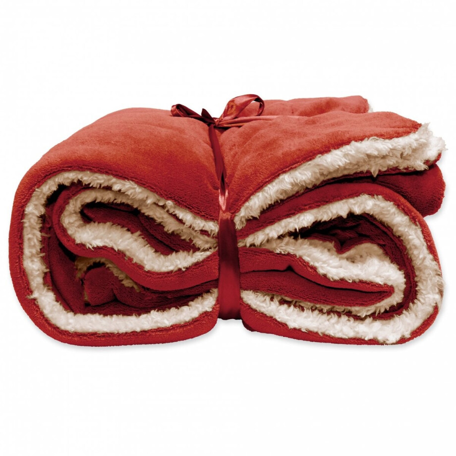 Unique Living Plaid Lars - Polyester - Rood - 200 x x 150 cm (BxHxD) afbeelding 1