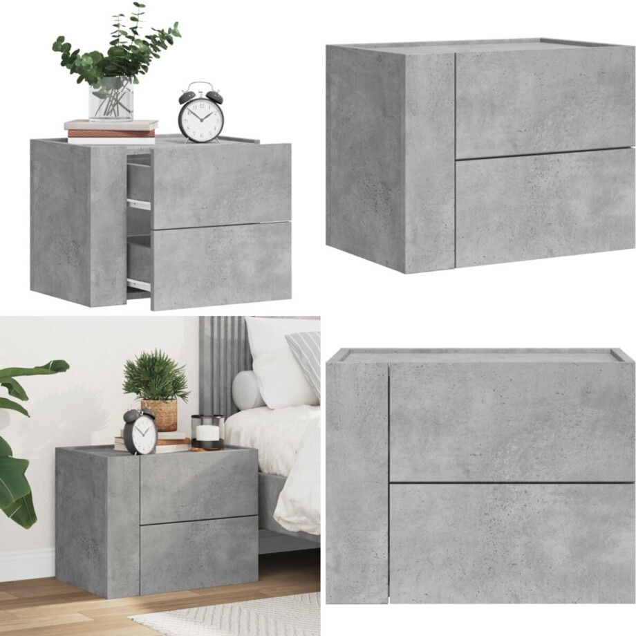 vidaXL - Nachtkastje - wandgemonteerd - 45x30x35 - cm - betongrijs vidaXL - Nachtkastje - wandgemonteerd - 45x30x35 - cm - betongrijs afbeelding 1