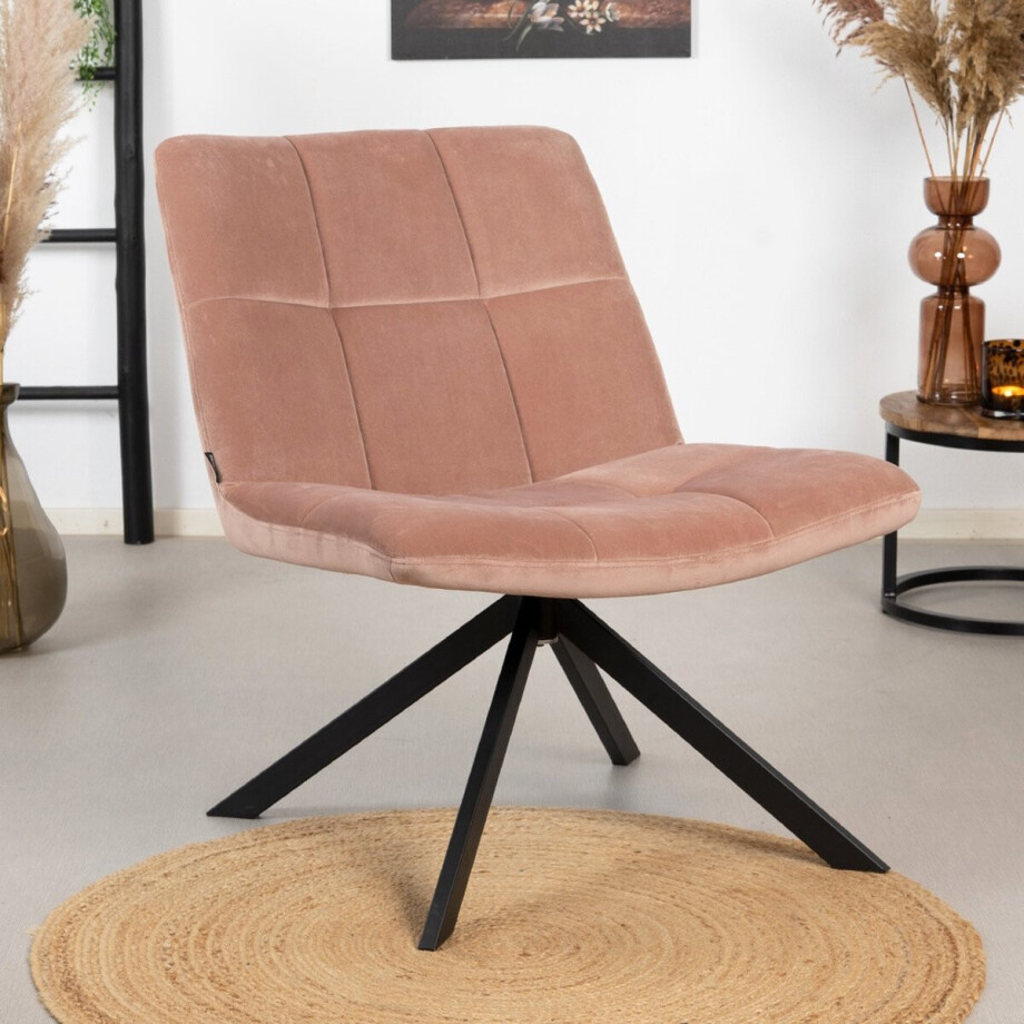 Bronx71® Velvet fauteuil Eevi roze Bronx71® Velvet fauteuil Eevi roze afbeelding 1
