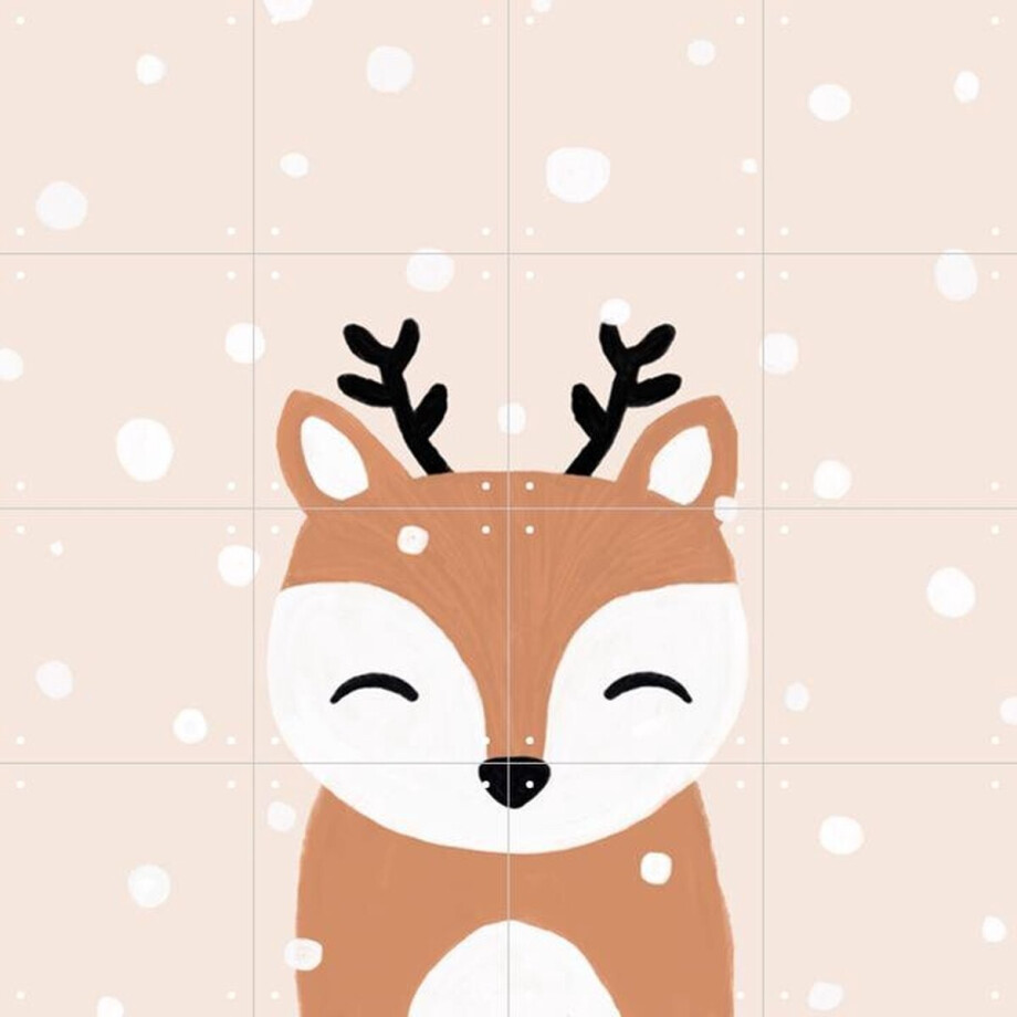 IXXI Snow & Deer, Orara Studio & Various - 80 x 80 cm - Gratis ophangtool - Grote wanddecoratie en posters - Fantasierijk, Digitale Kunst afbeelding 1