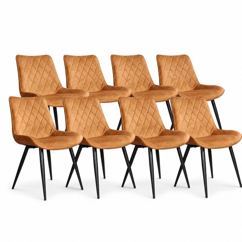 DS4U® - Benito eetkamerstoel - Set van 8 - Goud - Velvet DS4U® - Benito eetkamerstoel - Set van 8 - Goud - Velvet afbeelding 1