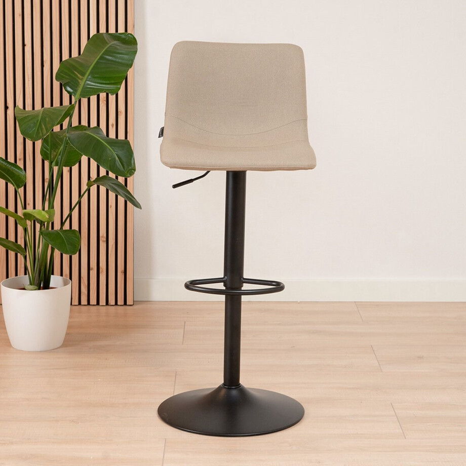 Bronx71® Scandinavische barkruk Eva draaibaar gerecyclede stof taupe 60-76 cm - barstoel afbeelding 1
