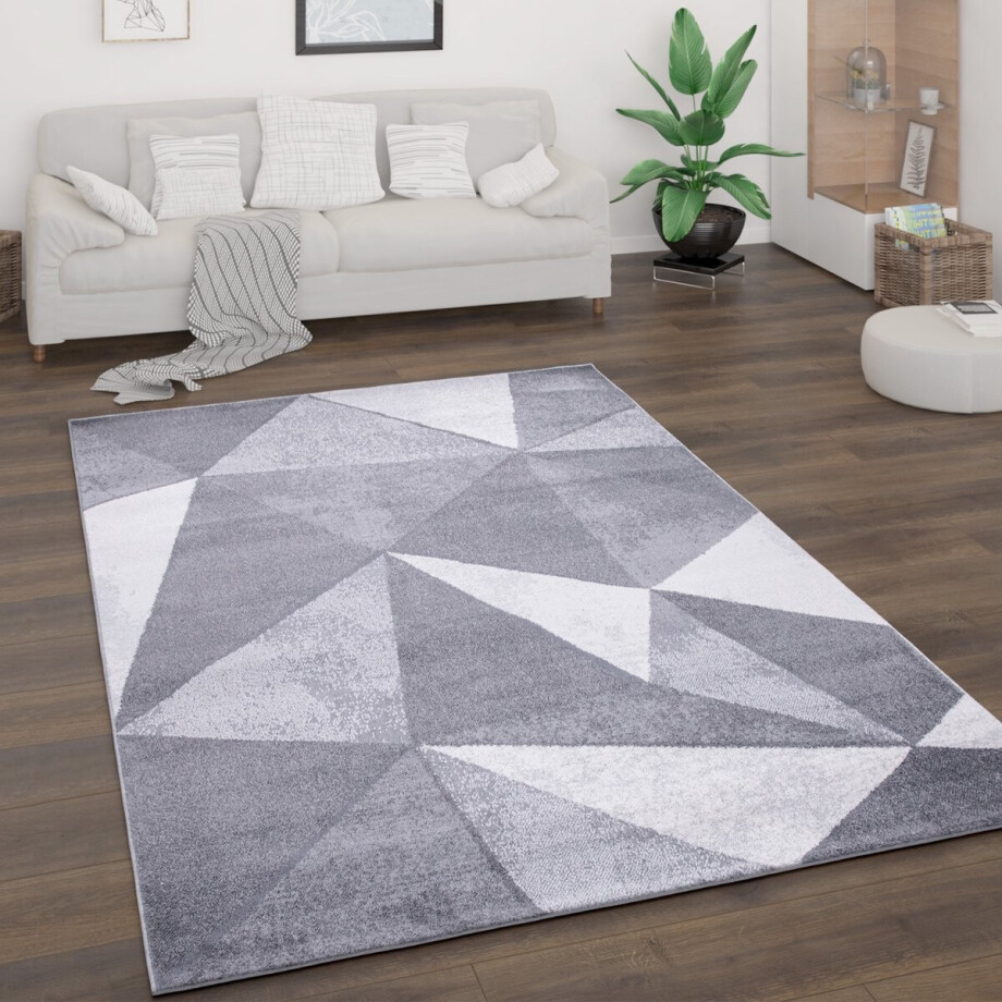 Paco Home Vloerkleed Woonkamer Laagpolig Vintage Abstract Modern Geometrisch Ruitpatroon 120x160 cm afbeelding 1