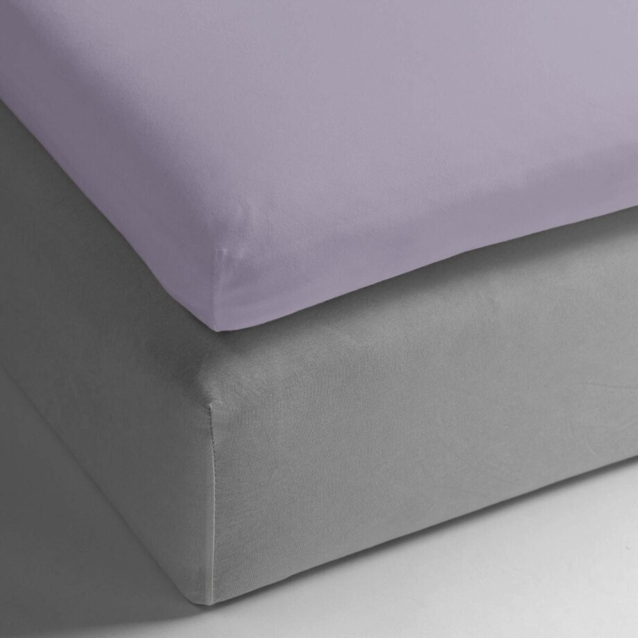 HnL Living - Hoeslaken - Topper - Katoen Perkal - 100 x 200 cm - Lila afbeelding 1