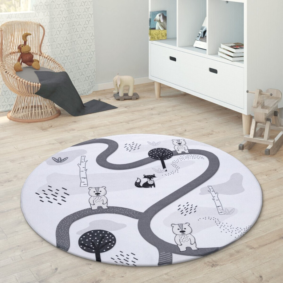 Paco Home Kindervloerkleed Kinderkamer Meisjes Jongens Ster Maan Olifant Regenboog Ø 150 cm Rund Paco Home Kindervloerkleed Kinderkamer Meisjes Jongens Ster Maan Olifant Regenboog Ø 150 cm Rund afbeelding 1