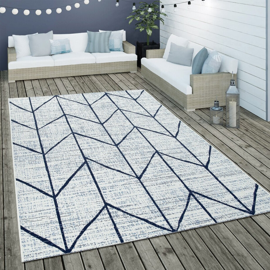 Paco Home Vloerkleed Van Platweefsel Voor Binnen En Buiten Geometrisch Ruitmotief In Wit 160x230 cm afbeelding 1
