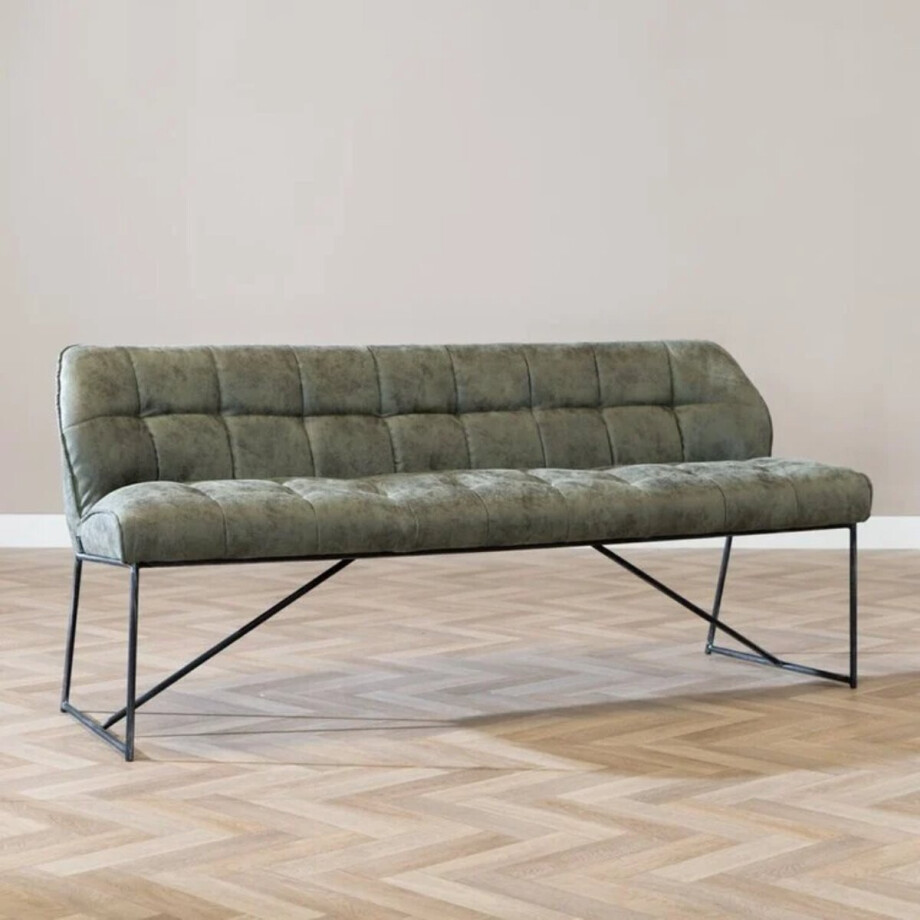 Bronx71® Eetkamerbank Abel olijfgroen microvezel 220 cm - eettafelbank - eetbank Bronx71® Eetkamerbank Abel olijfgroen microvezel 220 cm - eettafelbank - eetbank afbeelding 1