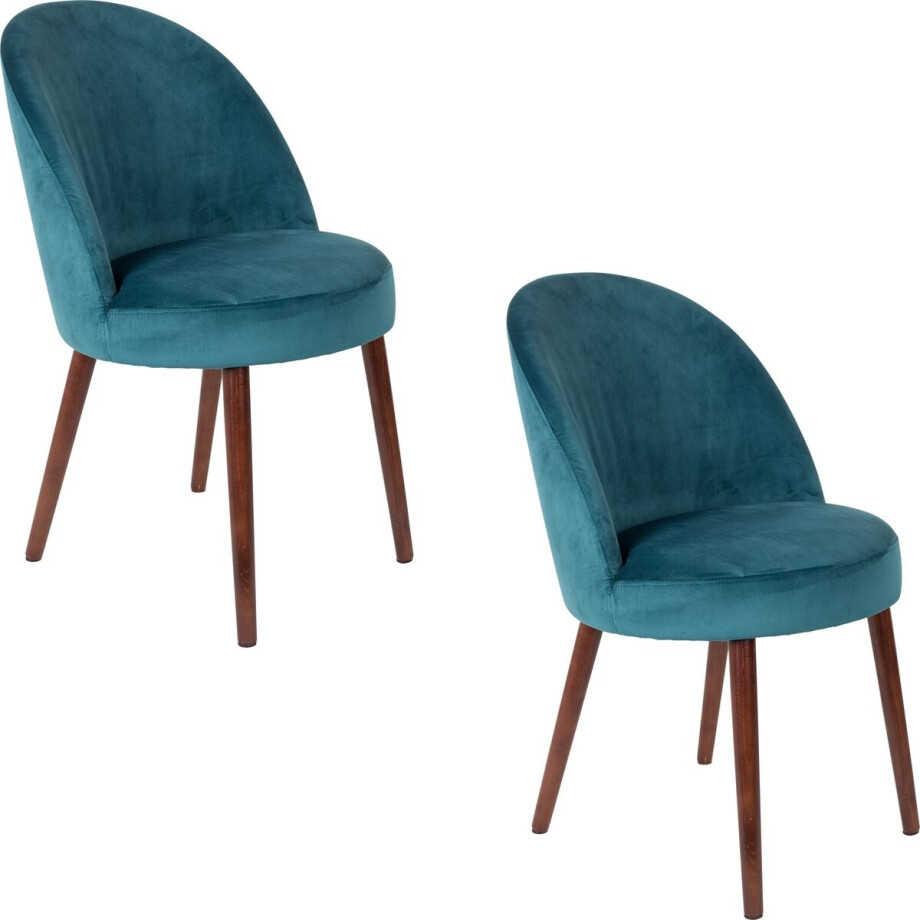 Dutchbone Barbara Eetkamerstoelen Blauw - Set van 2 afbeelding 1
