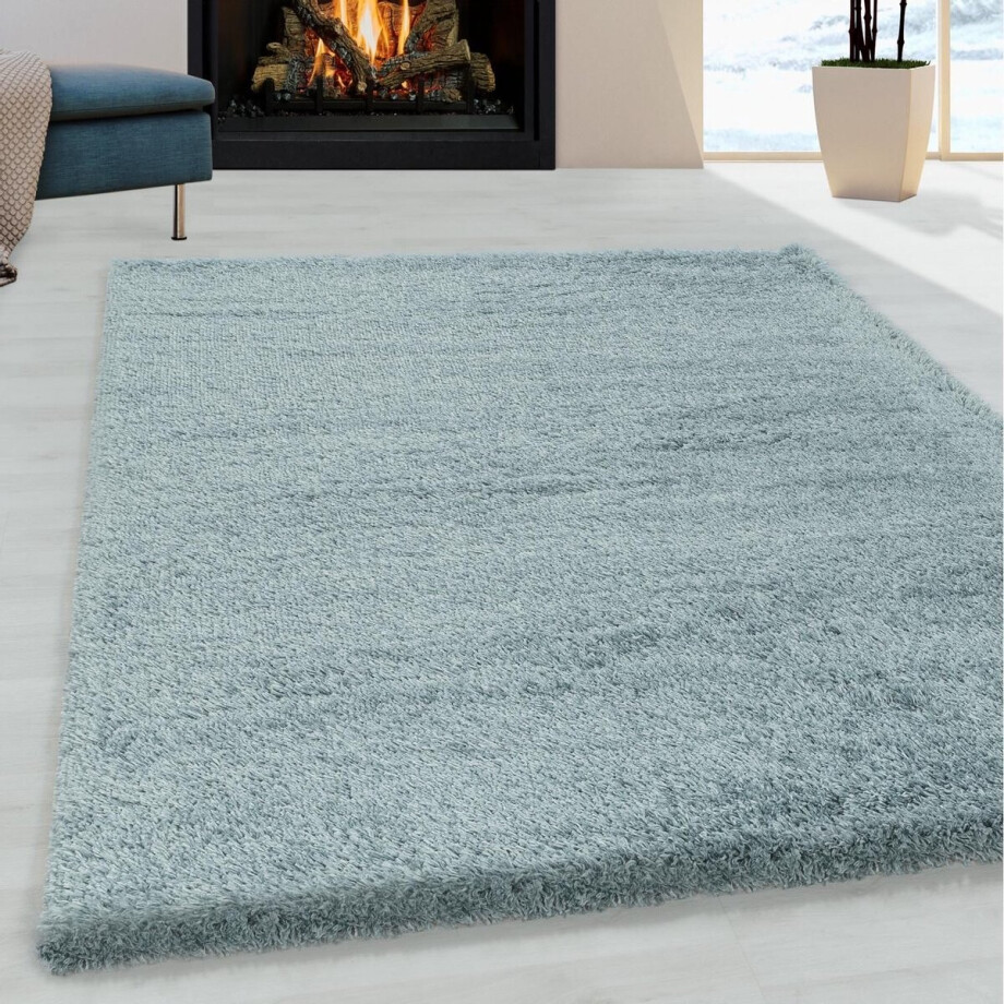 Flycarpets Luna Vloerkleed - 120x170cm - Blauw - Hoogpolig Flycarpets Luna Vloerkleed - 120x170cm - Blauw - Hoogpolig afbeelding 1