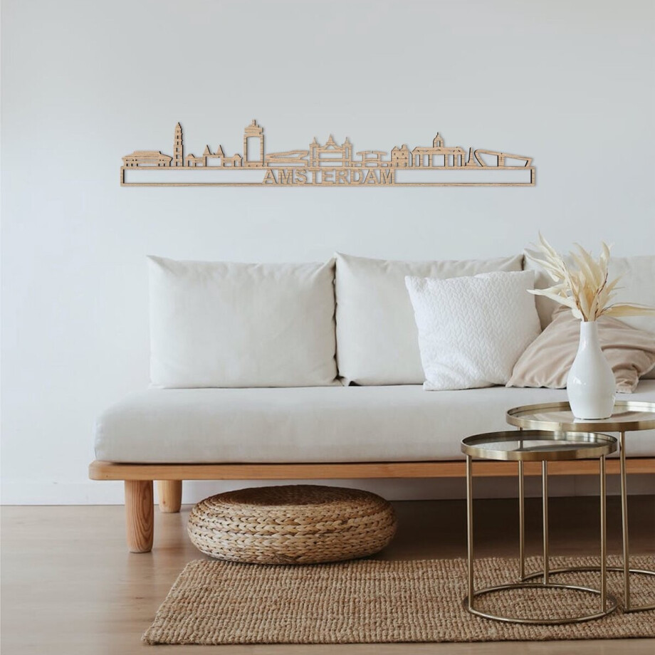Skyline Amsterdam Eikenhout 130 Cm Wanddecoratie Voor Aan De Muur Met Tekst City Shapes Skyline Amsterdam Eikenhout 130 Cm Wanddecoratie Voor Aan De Muur Met Tekst City Shapes afbeelding 1