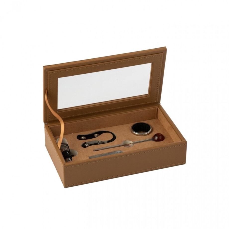 J-Line Doos Wijnaccessoires Pu Camel J-Line Doos Wijnaccessoires Pu Camel afbeelding 1