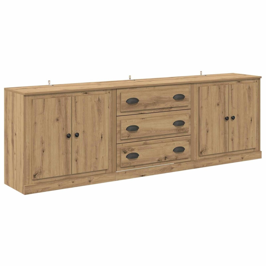 vidaXL - Dressoirs - 3 - st - Artisanaal - eiken - 210 - x - 35,5 - x - 67,5 - cm vidaXL - Dressoirs - 3 - st - Artisanaal - eiken - 210 - x - 35,5 - x - 67,5 - cm afbeelding 1
