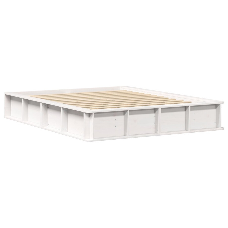 vidaXL - Bedframe - Wit - 150 - x - 200 - cm - Massief - grenenhout vidaXL - Bedframe - Wit - 150 - x - 200 - cm - Massief - grenenhout afbeelding 1