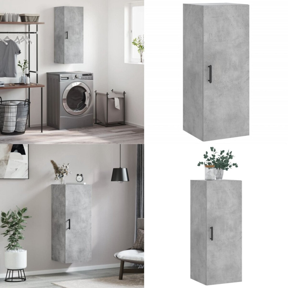 vidaXL Hangkast 34,5x34x90 cm betongrijs - Wandkast - Wandkasten - Hangkast - Hangende Kast afbeelding 1