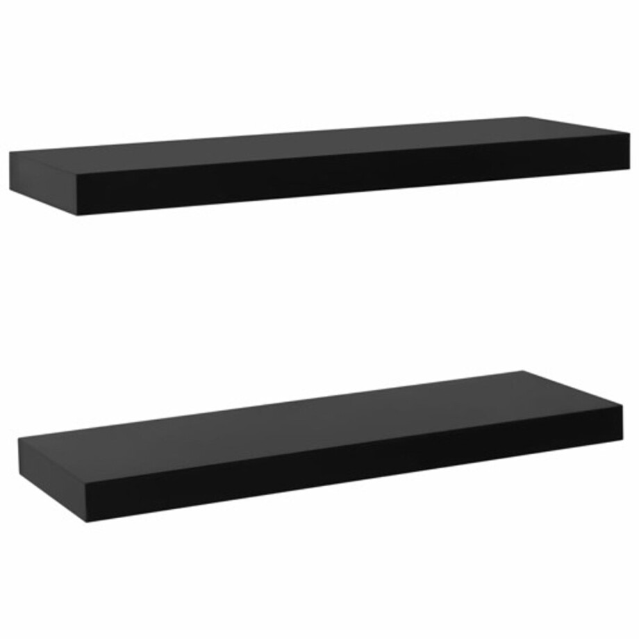 vidaXL - Wandschappen - zwevend - 2 - st - 60x20x3,8 - cm - zwart afbeelding 1