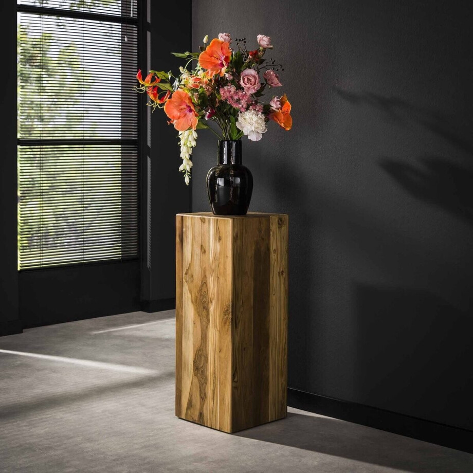 Giga Meubel Bloemenzuil Bole - Naturel Teakhout - 35x35x85cm afbeelding 1