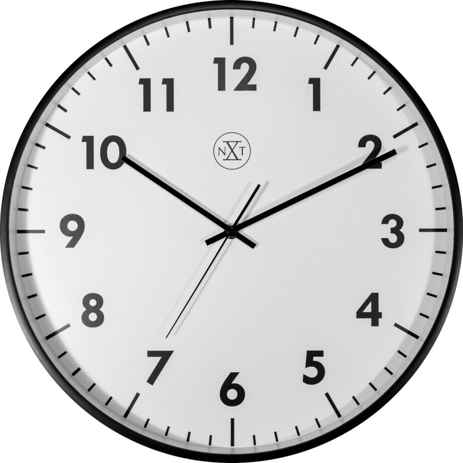 nXt New – Wandklok – 40 cm – Plastic – Zwart – Stil nXt New – Wandklok – 40 cm – Plastic – Zwart – Stil afbeelding 1