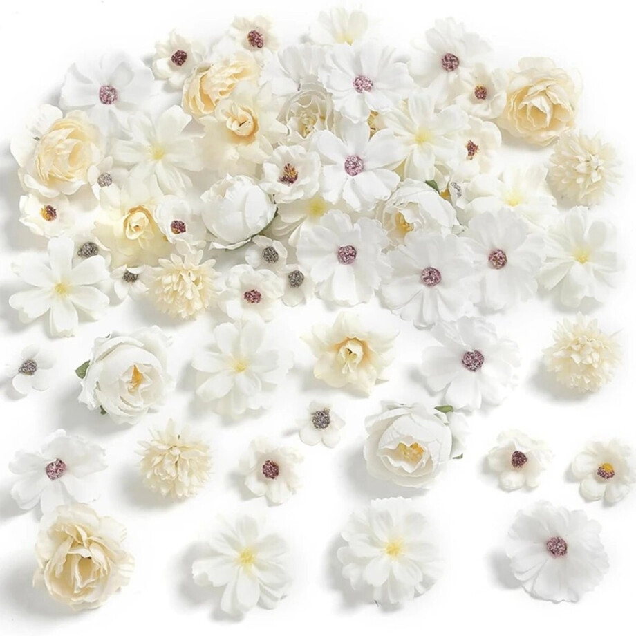 Mini Kunstbloemen - 40 Stuks - Nepbloemen Voor Knutselen & Decoratie - Wit - Kasey afbeelding 1