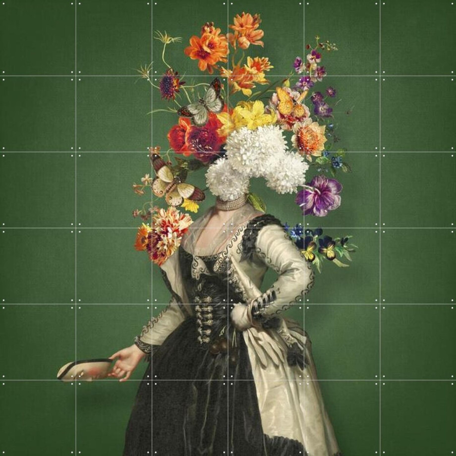 IXXI Bal Masqué, Marja van den Hurk - 120 x 120 cm - Gratis ophangtool - Grote wanddecoratie en posters - Surrealisme, Collage, Gemengde Technieken afbeelding 1