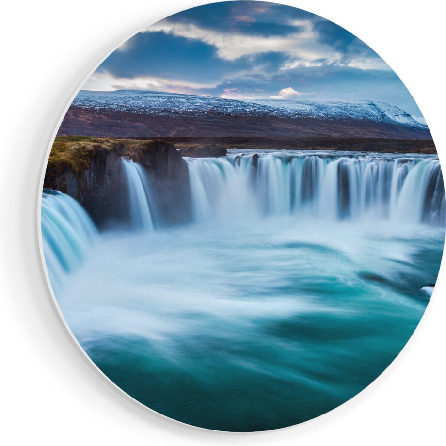 Artaza Forex Muurcirkel Watervallen In Het Blauw Groene Water - 50x50 cm - Klein - Wandcirkel - Rond Schilderij - Muurdecoratie Cirkel afbeelding 1