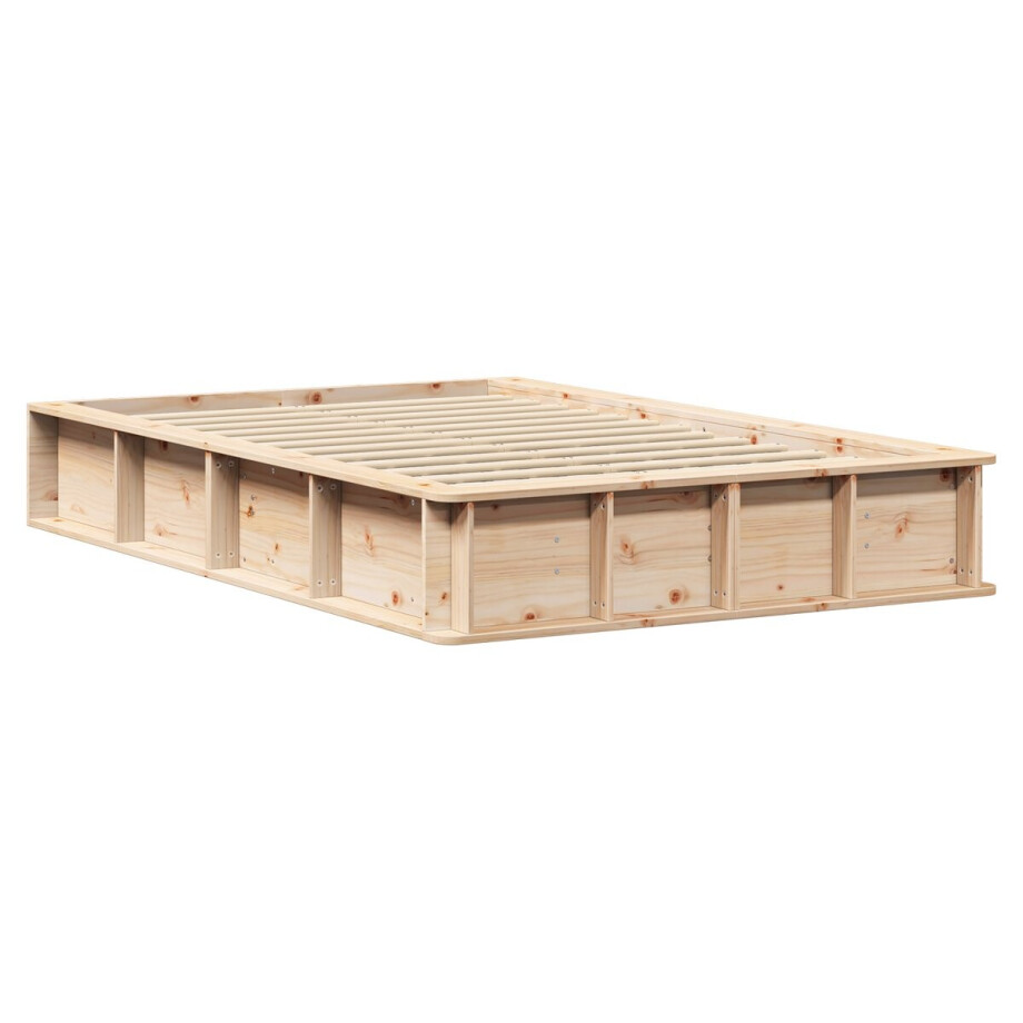 vidaXL - Bedframe - Bruin - 140 - x - 200 - cm - Massief - grenenhout vidaXL - Bedframe - Bruin - 140 - x - 200 - cm - Massief - grenenhout afbeelding 1